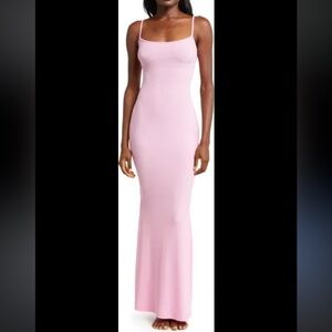 Skims Pink Soft Lounge Spaghetti Strap Bodycon Maxi Dress